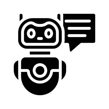 Sohbet robotu web simgesi, vektör illüstrasyonu           
