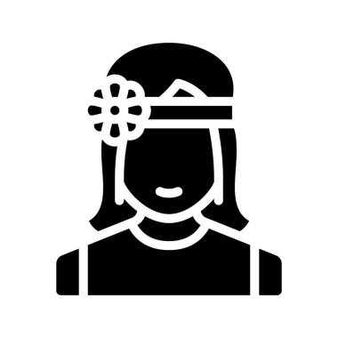 Hippi Kadın Avatar Web ikonu vektör illüstrasyonu