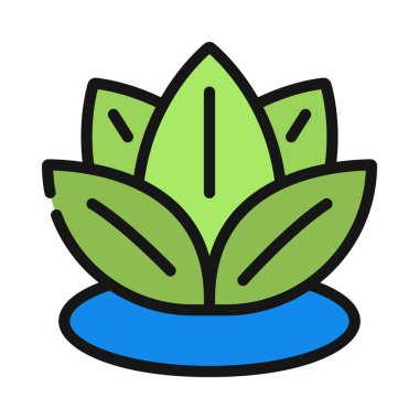 Gevşeme Bitki ağ simgesi düz tasarım, vektör illüstrasyonu