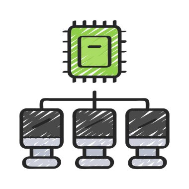 Otomatik Bilgisayar Ağı simgesi, vektör illüstrasyonu 