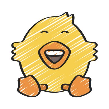 Mutlu yüzlü komik çizgi film yaratığı, vektör çizimi basit tasarım