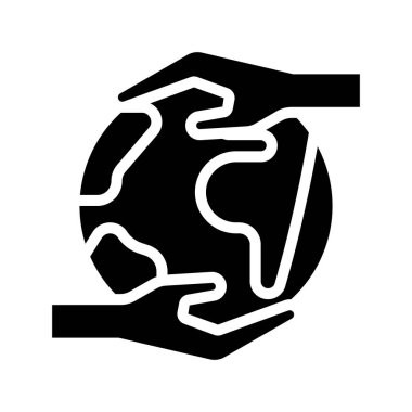 Dünya Web ikonu vektör illüstrasyonunu Koruyan Eller