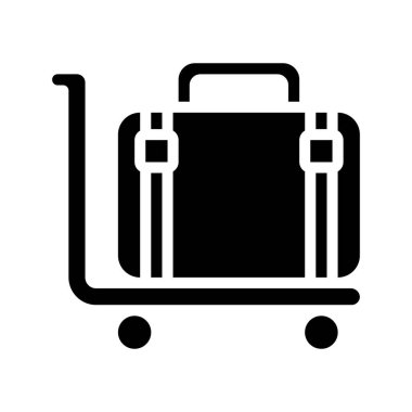 Bagaj Trolley web simgesi vektör illüstrasyonu