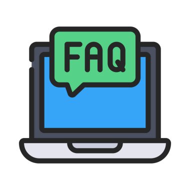 SSS İleti Laptop simgesi, vektör illüstrasyonu 