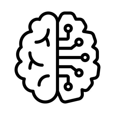 Yarı Robot Beyin Web ikonu vektör illüstrasyonu