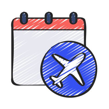  Uçuş Tarihi Zamanlama simgesi, vektör illüstrasyonu 