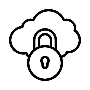Bulut kilidi simgesi. Web için bulut vektör simgelerinin özet çizimi