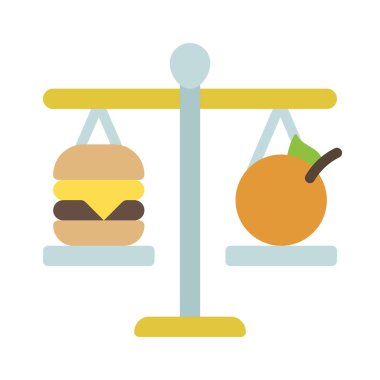 Elma ve elma vektörü çizim tasarımı ile denge ölçeği