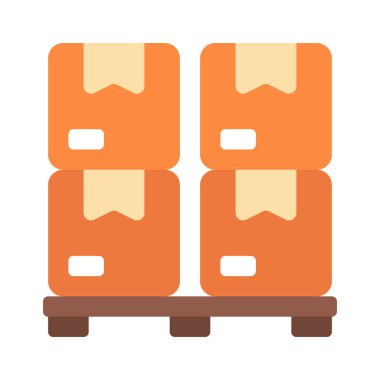 Paletler Üzerine Kutular Yığılır Web simgesi vektör illüstrasyonu