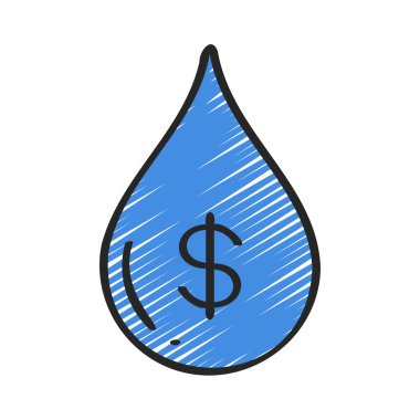 Su Damlası Para Web simgesi vektör illüstrasyonu