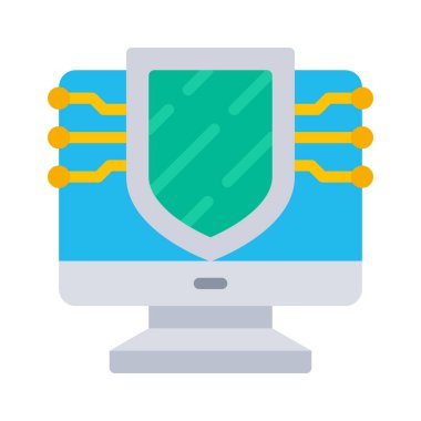 Bilgisayar Kriptografi simgesi, vektör illüstrasyonu 