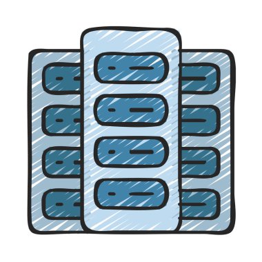 Üç Sunucu simgesi, vektör illüstrasyonu basit tasarım