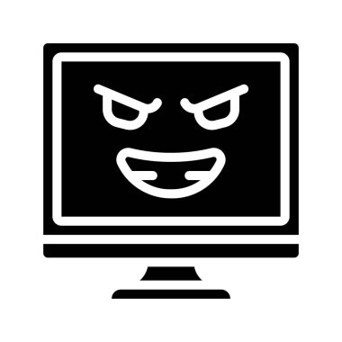 Şeytani Bilgisayar Web simgesi vektör illüstrasyonu