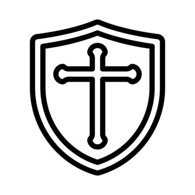 Ortaçağ Savaş Kalkanı ikonu vektör illüstrasyonu