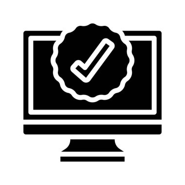 Onaylanmış Bilgisayar simgesi, vektör illüstrasyonu 