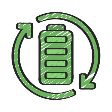 Yeniden Kullanılan Batarya simgesi vektör illüstrasyon tasarımı