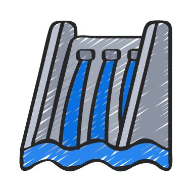 Hidroelektrik santrali. Web simgesi basit illüstrasyon 