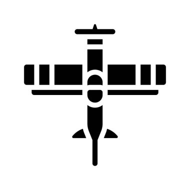 Uçak ikonu vektör çizimi. Tek Motorlu Uçak       