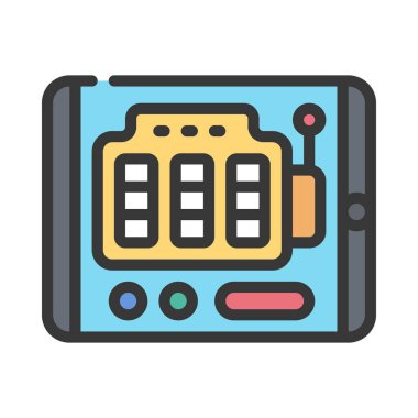 Tablet Slot Oyun simgesinin vektör karalama çizimi