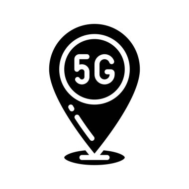5G Konum simgesi vektör illüstrasyonu 