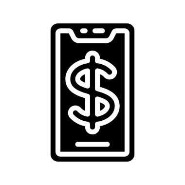 Money Mobile web simgesi düz tasarım, vektör illüstrasyonu                                       