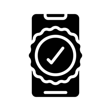 Onaylanmış Rozet Mobil simgesi, vektör illüstrasyonu basit tasarım