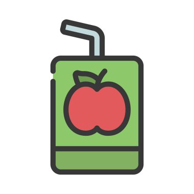 Apple Juice Box Web simgesi vektör illüstrasyonu
