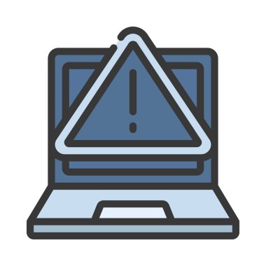 Dizüstü bilgisayar uyarı simgesi, vektör illüstrasyonu 
