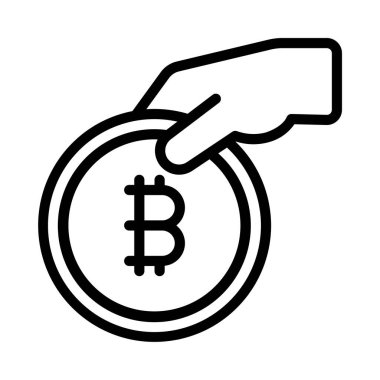  Beyaz arkaplan, vektör ve resimde izole edilmiş Bitcoin düz simgesini çal