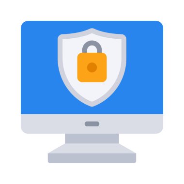 Güvenli Bilgisayar simgesi, vektör illüstrasyonu 