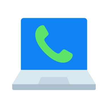 Laptop Telefon Arama simgesi, vektör illüstrasyonu 