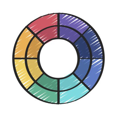 Renkli Tekerlek Web simgesi düz tasarım, vektör illüstrasyonu