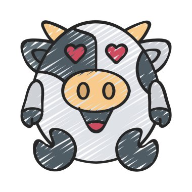 Yürek gözlü hayvan ikonu, düz stil.