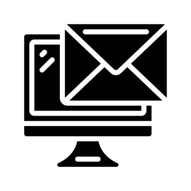Bilgisayar ekranındaki e- posta simgesi, vektör illüstrasyonu