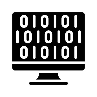 İkili Kod Bilgisayar simgesi, vektör illüstrasyonu 