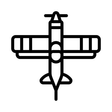 Uçak ikonu vektör çizimi. Tek Motorlu Uçak       