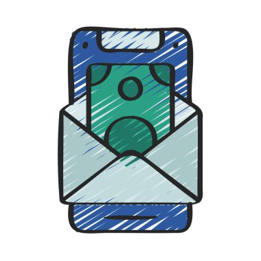 Mobil Maaş çeki web simgesi vektör illüstrasyonu