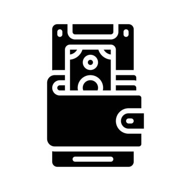 Mobil Cüzdan simgesi, vektör illüstrasyonu basit tasarım