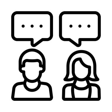 Sohbetin düz simgesi olan insanlar, vektör illüstrasyonu 