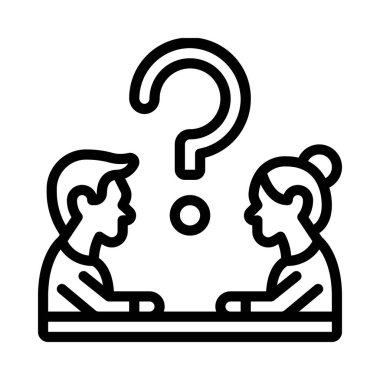 Soru Sohbeti Tablo düz simgesi, vektör illüstrasyonu 