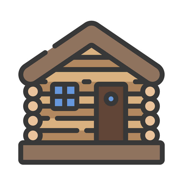 Иконка Log Cabin, векторная иллюстрация 