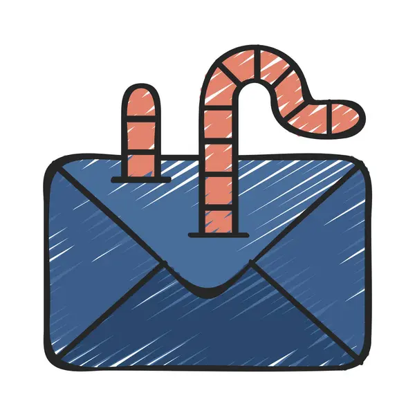 Ícone Worm Mail Ilustração Vetorial — Vetor de Stock