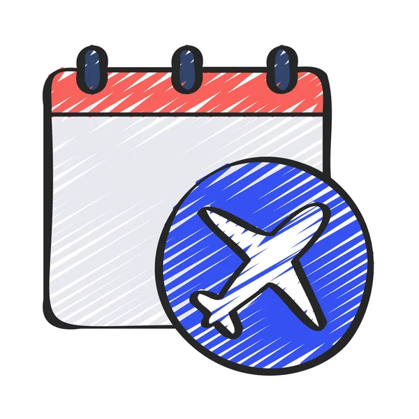  Uçuş Tarihi Zamanlama simgesi, vektör illüstrasyonu 