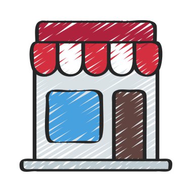dükkan binası simgesi, vektör illüstrasyonu