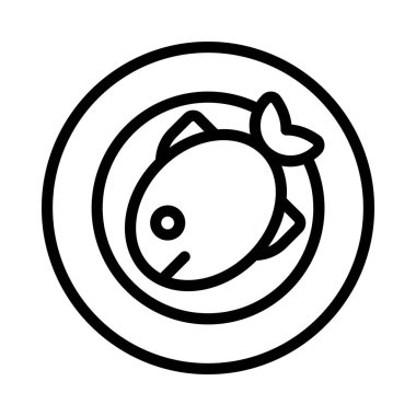 Tabaktaki Balık Web simgesi vektör illüstrasyonu