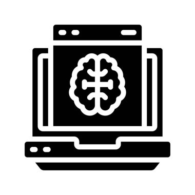 Yapay Zeka. Beyin sembolü tasarımı, vektör illüstrasyonu 
