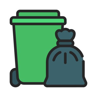 Çöp ve Bin Web simgesi vektör illüstrasyonu