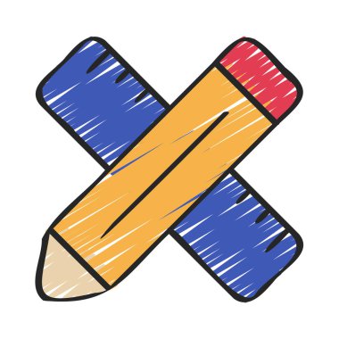  Kalem ve Cetvel Web ikonu vektör illüstrasyonu