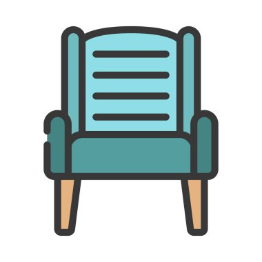 Koltuk simgesi, düz stil. vektör illüstrasyonu 