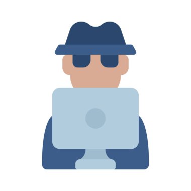 Bilgisayar simgesi, vektör illüstrasyonlu Hacker 